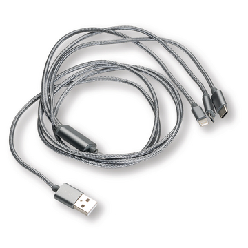 Cable USB multicarga 3 en 1: micro USB, Tipo-C y Lightning