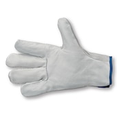 Gants gris cuir de bovin croute et fleur taille 9