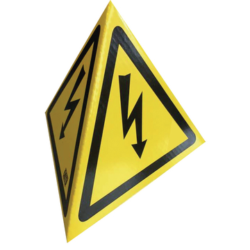 Warning pyramid with magnetic base
