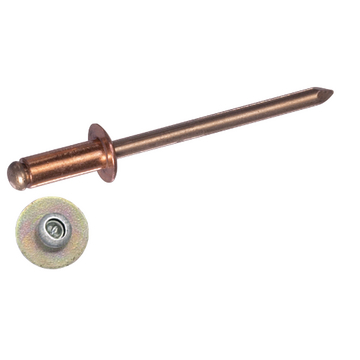 Blind rivets, flat head, copper/bronze