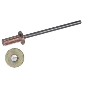 Sealing blind rivet, flat head, Ø 3,2 x 9,5, copper/stainless steel A2