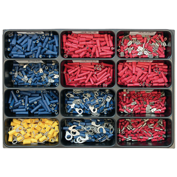 Assortiment de connecteurs isolés bleu/jaune/rouge - 1200 pcs