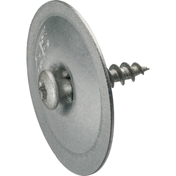 Screw for flat roofing+stress plate-combo, for wood, w/o insulation