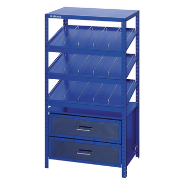 BERA Moduł DIN/Normalia + przezroczyste szuflady - Nadstawka, niebieski