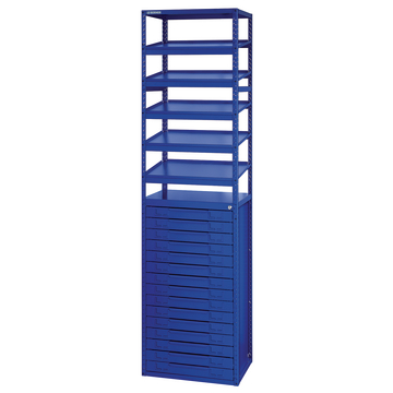 BERA® modul - Vežový regál - 15 zásuviek a poličky