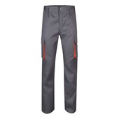 Pantalón largo profesional, color gris/naranja, tejido stretch, talla S