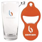 Pack de 2 verres et 1 décapsuleur