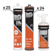 Pack silicone + mastic PU blanc + solution lissage