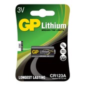 Batteri CR123A Lithium 3V Tønne, GP