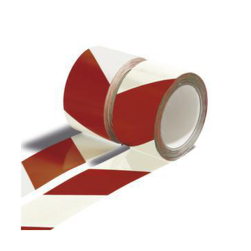 Warnmarkierung,Band LxB 25mx50mm,PE,reflektierend,rot/weiß,selbstklebend