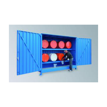 Gefahrstoff-Regalcontainer,max. 8x200l,liegend,HxBxT 2600x3130x1450mm