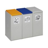 Wertstoff-Sammelbox,3x40l,HxBxT 570x760x405mm,Korpus Polystyrol lichtgrau