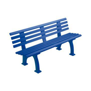 Parkbank,HxBxT 740x1500x380mm,9 Latten,PVC-Leisten-Sitz blau,Sitz H 440mm