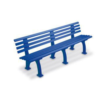 Parkbank,HxBxT 740x2000x380mm,9 Latten,PVC-Leisten-Sitz blau,Sitz H 440mm