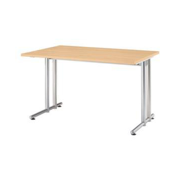 Schreibtisch, HxBxT 720x1200x800mm, Platte Buche, C-Fuß RAL9006