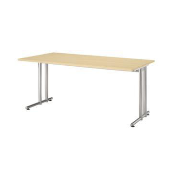 Schreibtisch, HxBxT 720x1600x800mm, Platte Ahorn, C-Fuß RAL9006
