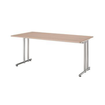 Schreibtisch, HxBxT 720x1600x800mm, Platte Nussbaum, C-Fuß RAL9006