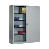 Schiebetürenschrank, RAL7035, HxBxT 1950x1600x400mm, 8xStahlboden