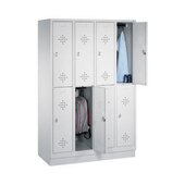 Doppelstöckiger Garderobenschrank,RAL7035,HxBxT 1800x1590x500mm,4x2 Abt.