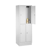 Doppelstöckiger Garderobenschrank,RAL7035,HxBxT 1800x810x500mm,2x2 Abt.