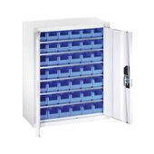 Magazinschrank, HxBxT 830x700x300mm, 42 Kästen PP blau, 6xStahlboden