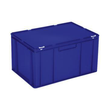 Euronorm-Stapelbehälter,HxLxB 330x600x400mm,63l,PP,blau,Scharnierdeckel