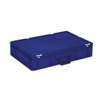 Euronorm-Koffer, HxLxB 135x600x400mm, 23l, PP, blau, Scharnierdeckel