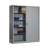 Schiebetürenschrank, RAL7035, HxBxT 1950x1600x500mm, 8xStahlboden