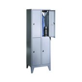 Doppelstöckiger Garderobenschrank,RAL7035,HxBxT 1850x610x500mm,2x2 Abt.