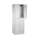 Doppelstöckiger Garderobenschrank,RAL7035,HxBxT 1800x610x500mm,2x2 Abt.