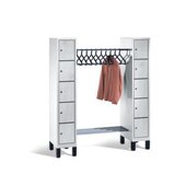 Schließfach-Garderobe,RAL7035,HxBxT 1850x1600x500mm,2x5 Fächer,Zyl.-Schl.