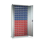 Systemschrank,HxBxT 1950x1000x410mm,136 Kästen,16xStahlboden,Zyl.-Schl.