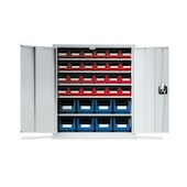 Wandschrank mit Kästen, HxBxT 780x690x285mm, 32 Kästen PE, 5xStahlboden