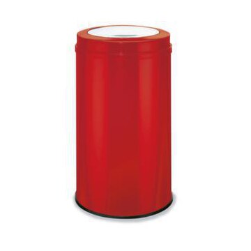 Abfallbehälter, 120l, HxØ 760x445mm, Korpus Stahl rot, Deckel Edelstahl