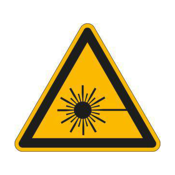 Warnschild, Warnung v. Laserstrahl, Wandschild, Alu, HxB 200x200mm