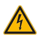 Warnschild, Warnung v. elektr. Spannung, Wandschild, Alu, HxB 100x100mm