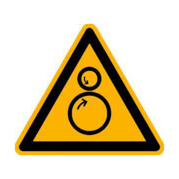 Warnschild, Warnung v. Einzugsgefahr, Wandschild, Alu, HxB 100x100mm