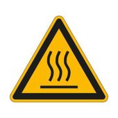 Warnschild, Warnung v. heißer Oberfläche, Aufkleber, Folie, HxB 50x50mm