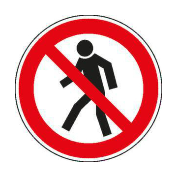 Verbotsschild, f. Fußgänger verboten, Aufkleber, Folie, Standard, Ø 100mm