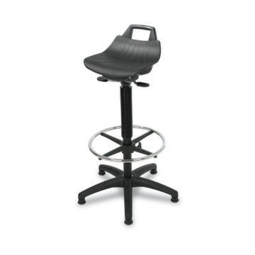 Stehhilfe, Sitz Kunststoff schwarz, Sitz H 600-860mm, Fußring