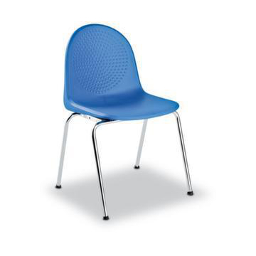 Kunststoffschalenstuhl, 4-Fuß verchromt, Sitzschale Kunststoff blau