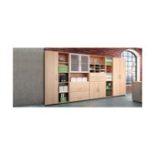 Büroregal, HxBxT 2160x800x420mm, 4 OH Regal/2 OH Schrank, Korpus Buche