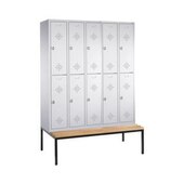 Sitzbankschrank,RAL7035,HxBxT 2090x1480x815mm,5x2 Abt.,Abt. B 300mm