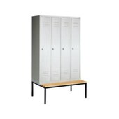 Sitzbankschrank,RAL7035,HxBxT 2090x1600x500mm,4 Abt.,Abt. B 400mm