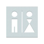 Türschild,WC Damen/Herren getrennt,Edelstahl,selbstklebend,HxB 160x160mm