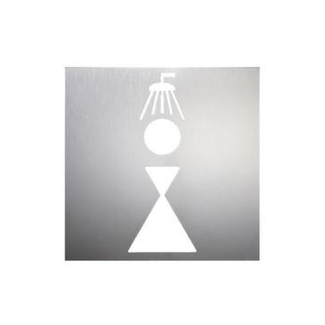 Türschild, Damendusche, Edelstahl, selbstklebend, HxB 160x160mm