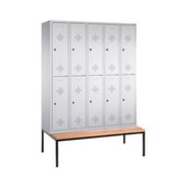 Sitzbankschrank,RAL7035,HxBxT 2090x1480x815mm,5x2 Abt.,Abt. B 300mm