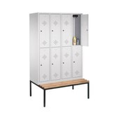 Doppelstöckiger Sitzbankschrank,RAL7035,HxBxT 2090x1590x815mm,4x2 Abt.