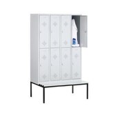 Doppelstöckiger Sitzbankschrank,RAL7035,HxBxT 2090x1590x815mm,4x2 Abt.