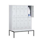 Sitzbankschrank,RAL7035,HxBxT 2090x1480x815mm,5x2 Abt.,Abt. B 300mm